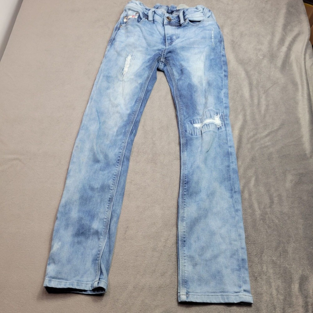 Diesel Kid Thavar Jeans Size 10 Distressed Blue Denim Skinny Jeans With...